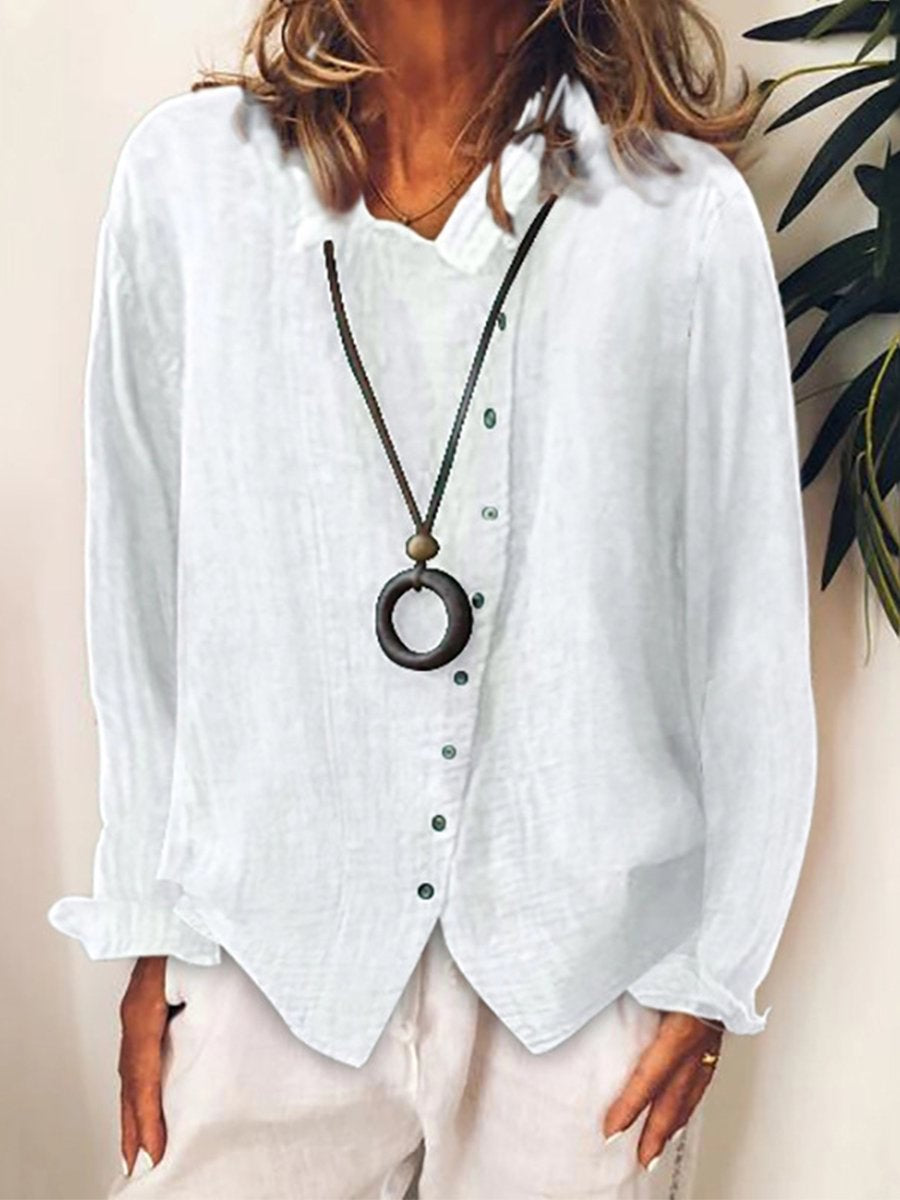 Chemise Longue Décontractée en Coton et Lin pour Femmes 1