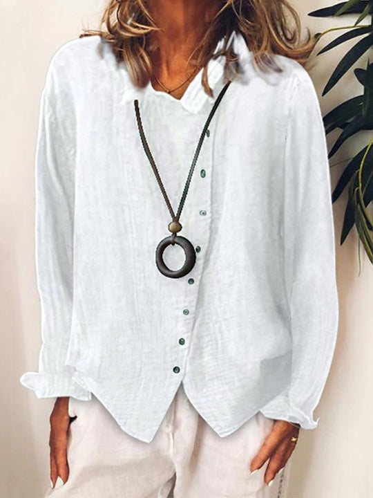 Chemise Longue Décontractée en Coton et Lin pour Femmes 1