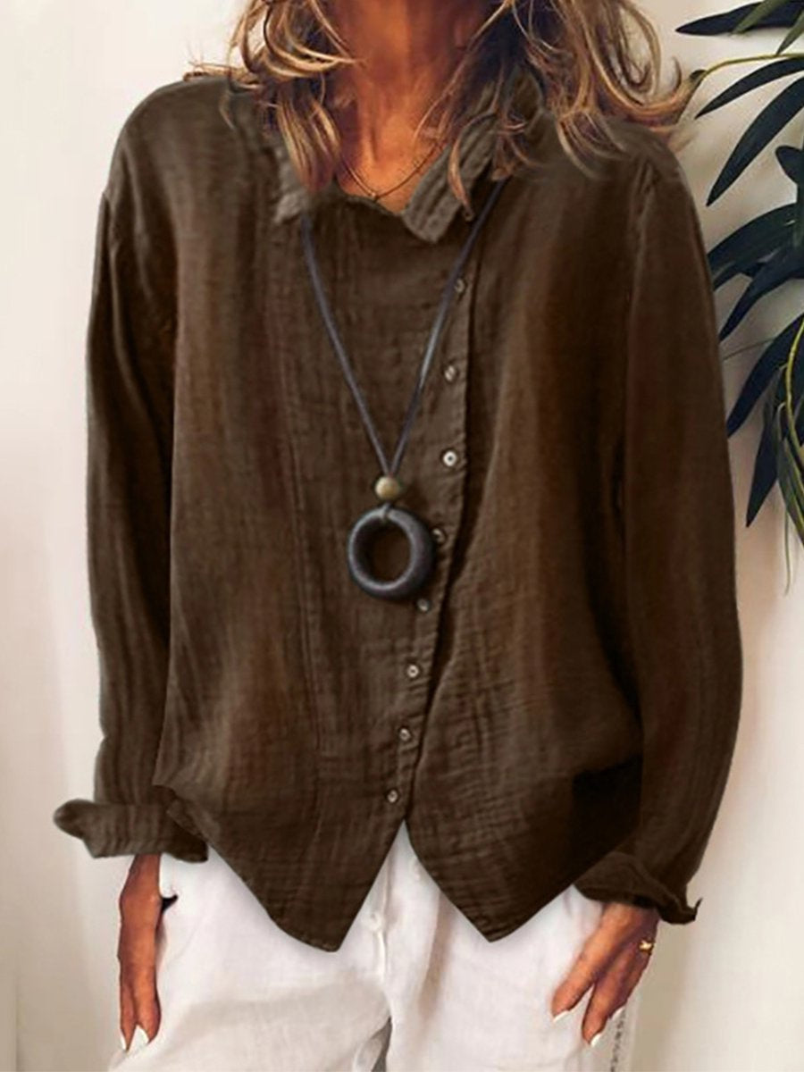 Chemise Longue Décontractée en Coton et Lin pour Femmes 3