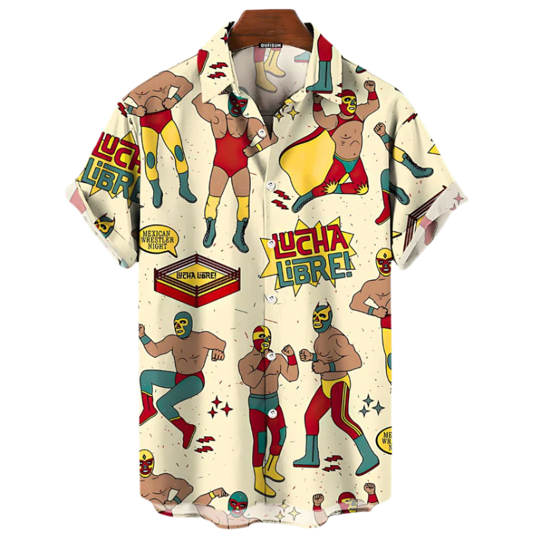 Chemise Lucha Libre Décontractée en Tissu Léger 0