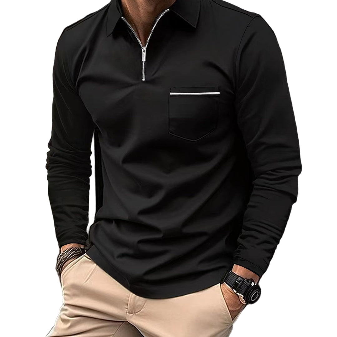 Chemise Polo à Manches Longues avec Détails Modernes 0