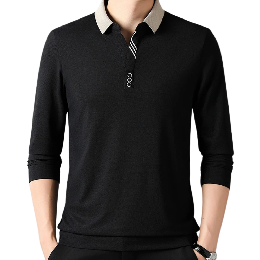 Chemise Poloshirt à Manches Longues pour Hommes Décontractée 1