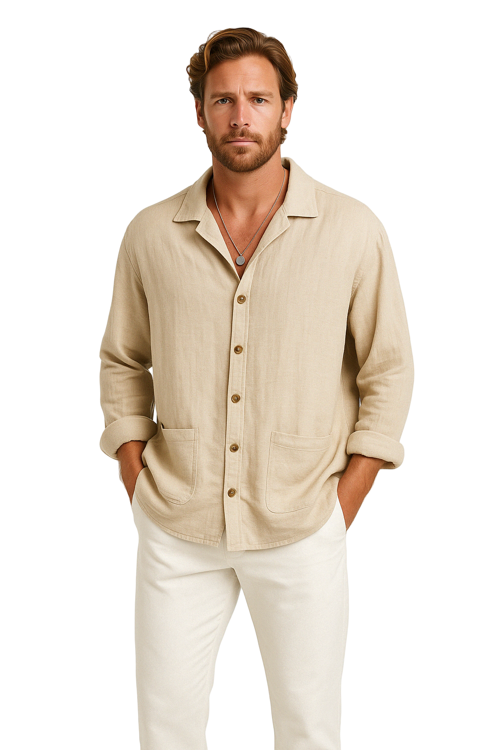 Chemise à Boutons pour Hommes - Coupe Décontractée - Manches Longues 1