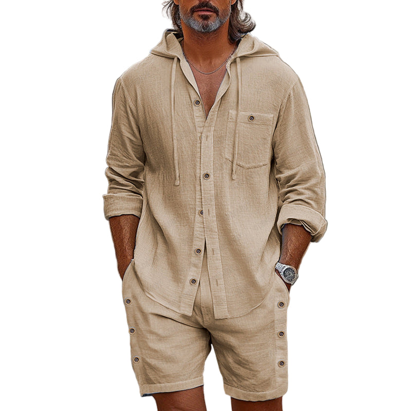 Chemise à Capuche pour Hommes en Lin – Coupe Décontractée 0