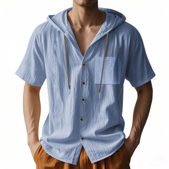 Chemise à Capuche pour Hommes en Lin – Style Décontracté 1