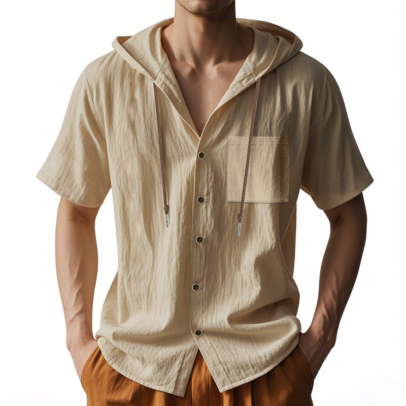 Chemise à Capuche pour Hommes en Lin – Style Décontracté 2