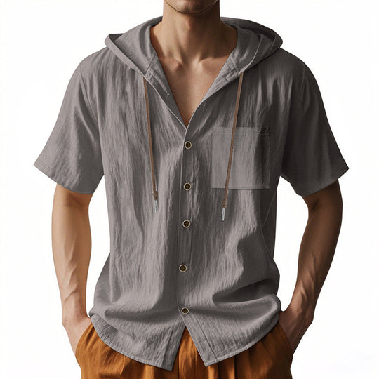 Chemise à Capuche pour Hommes en Lin – Style Décontracté 3