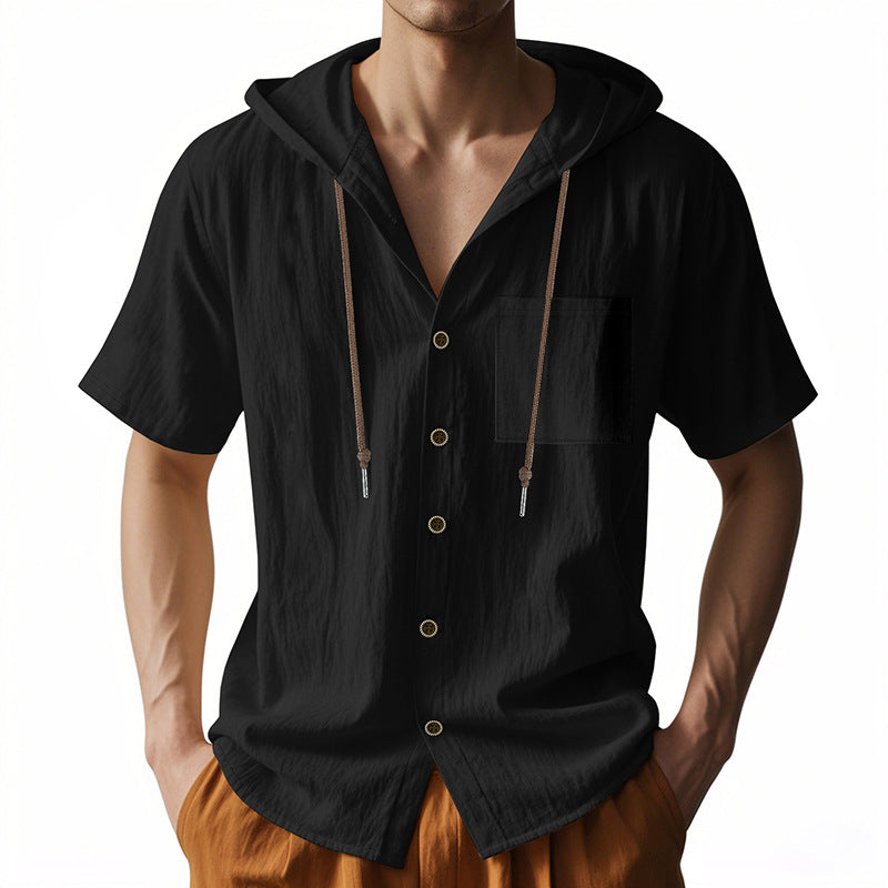 Chemise à Capuche pour Hommes en Lin – Style Décontracté 4