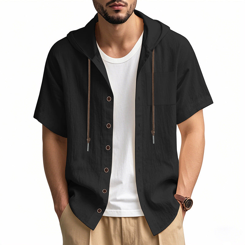 Chemise à Capuche pour Hommes en Lin – Style Décontracté 5