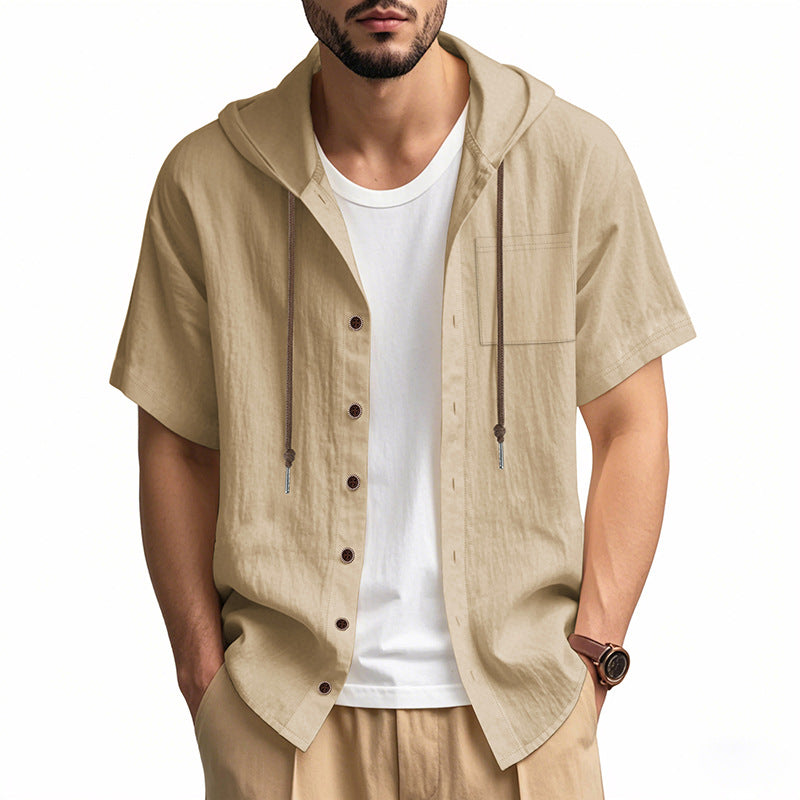 Chemise à Capuche pour Hommes en Lin – Style Décontracté 6