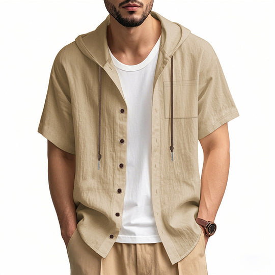 Chemise à Capuche pour Hommes en Lin – Style Décontracté 6