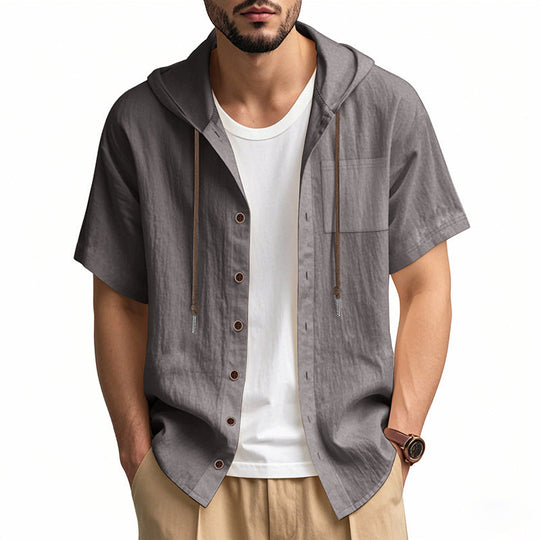 Chemise à Capuche pour Hommes en Lin – Style Décontracté 7