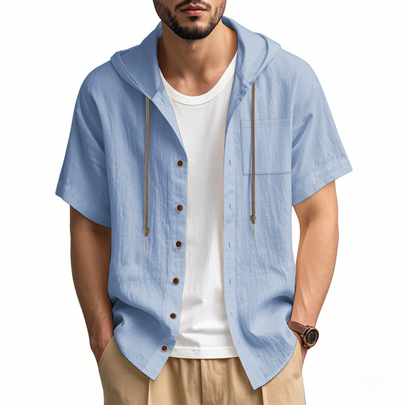 Chemise à Capuche pour Hommes en Lin – Style Décontracté 8