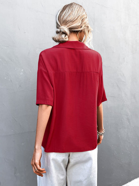 Chemise à Col Revers Boutonnée à Manches Courtes pour Homme 4