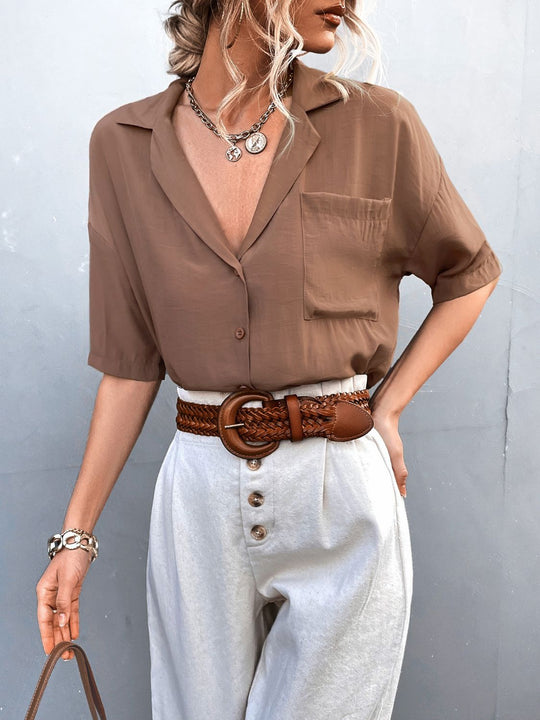 Chemise à Col Revers Boutonnée à Manches Courtes pour Homme 5