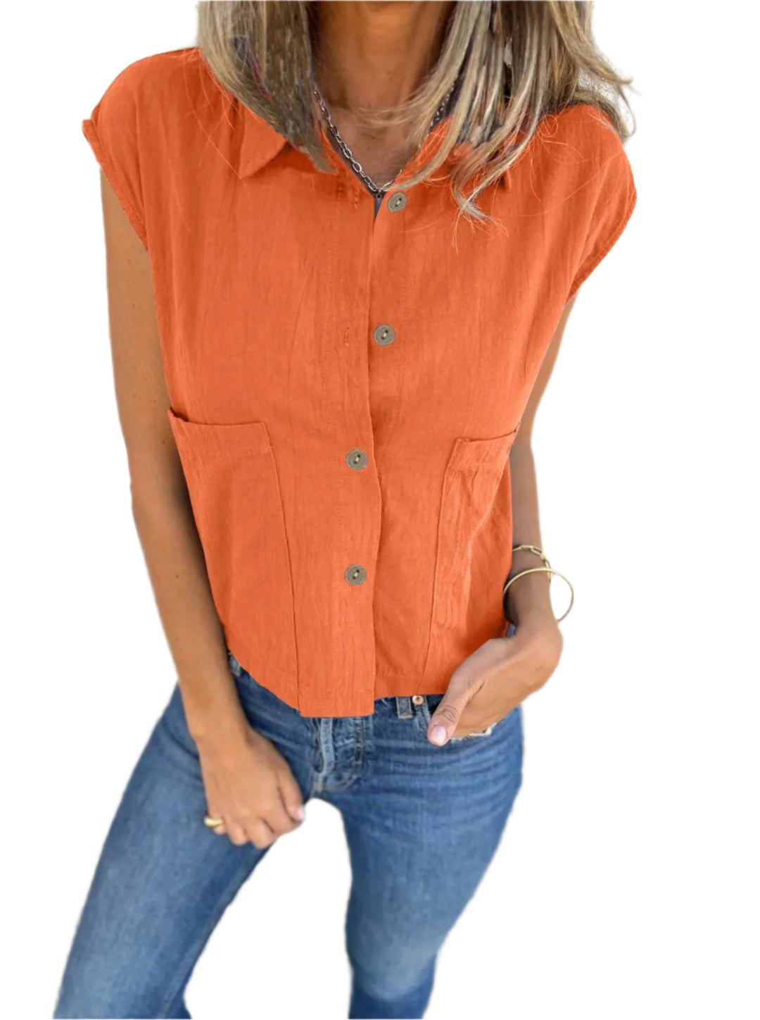 Chemise à Manches Courtes en Lin pour Femmes Grande Taille 0