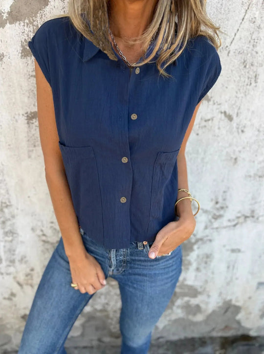 Chemise à Manches Courtes en Lin pour Femmes Grande Taille 10
