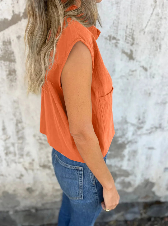 Chemise à Manches Courtes en Lin pour Femmes Grande Taille 2