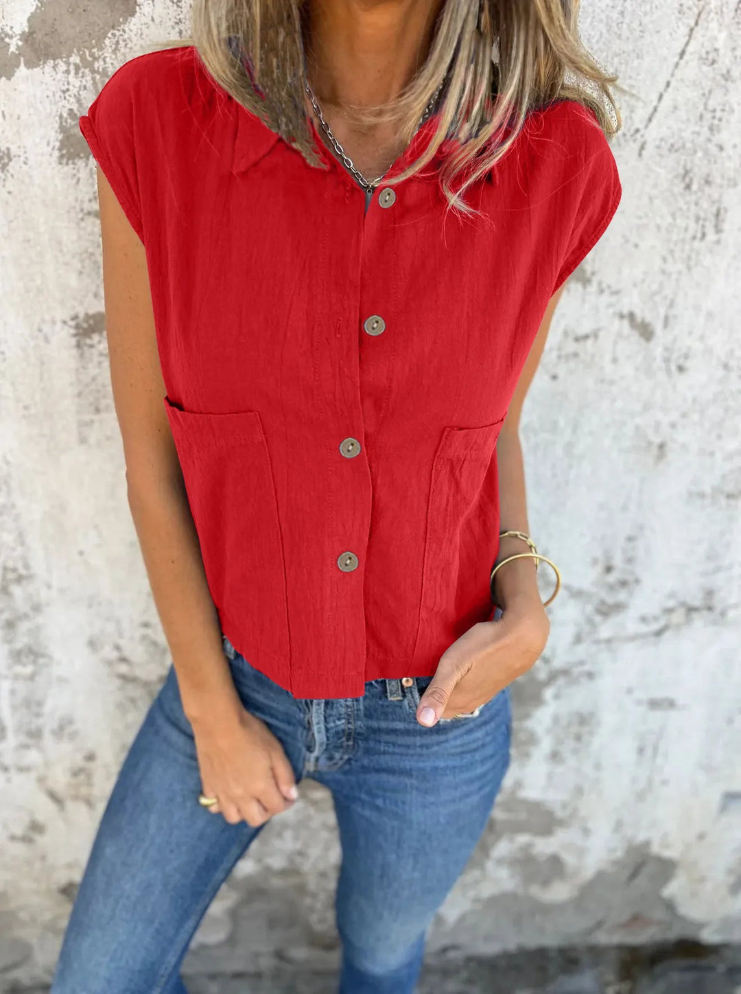 Chemise à Manches Courtes en Lin pour Femmes Grande Taille 3
