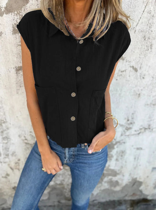 Chemise à Manches Courtes en Lin pour Femmes Grande Taille 6