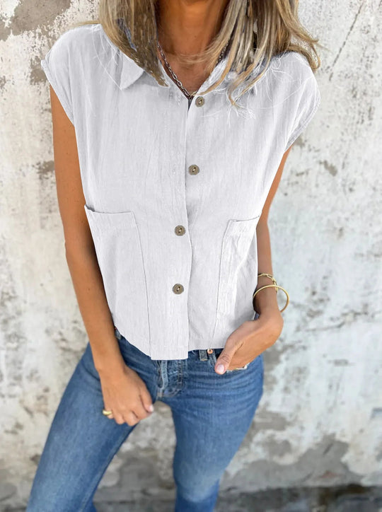Chemise à Manches Courtes en Lin pour Femmes Grande Taille 9