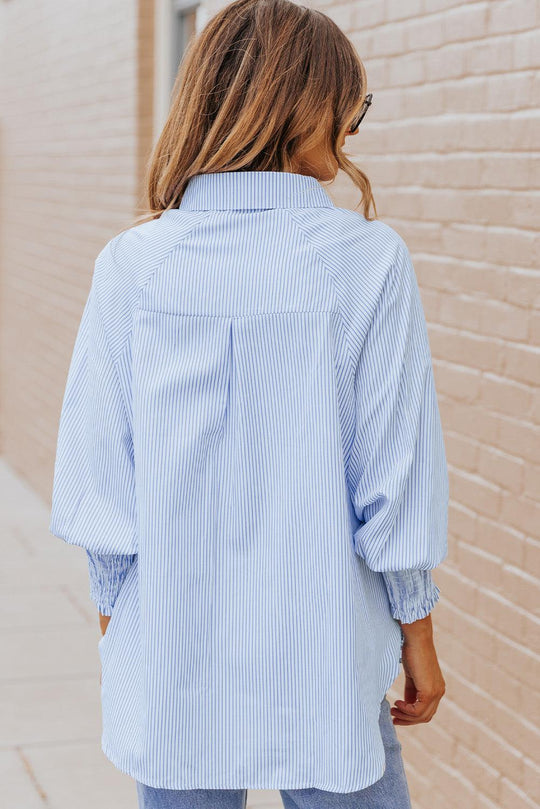 Chemise à Manches Lanternes Rayée pour Femme 1