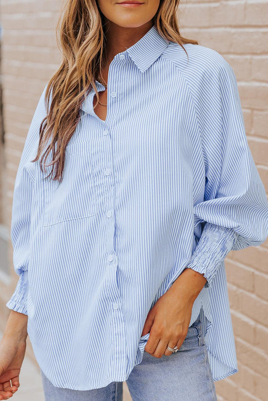 Chemise à Manches Lanternes Rayée pour Femme 2