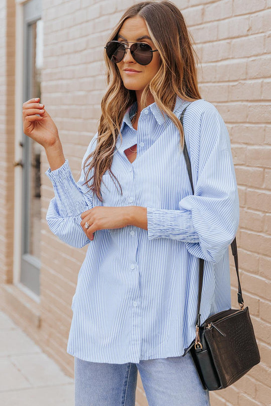 Chemise à Manches Lanternes Rayée pour Femme 6