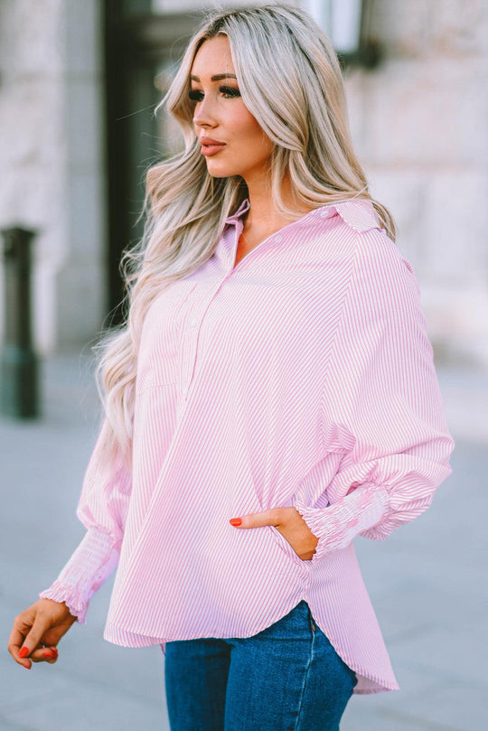 Chemise à Manches Lanternes Rayée pour Femme 8