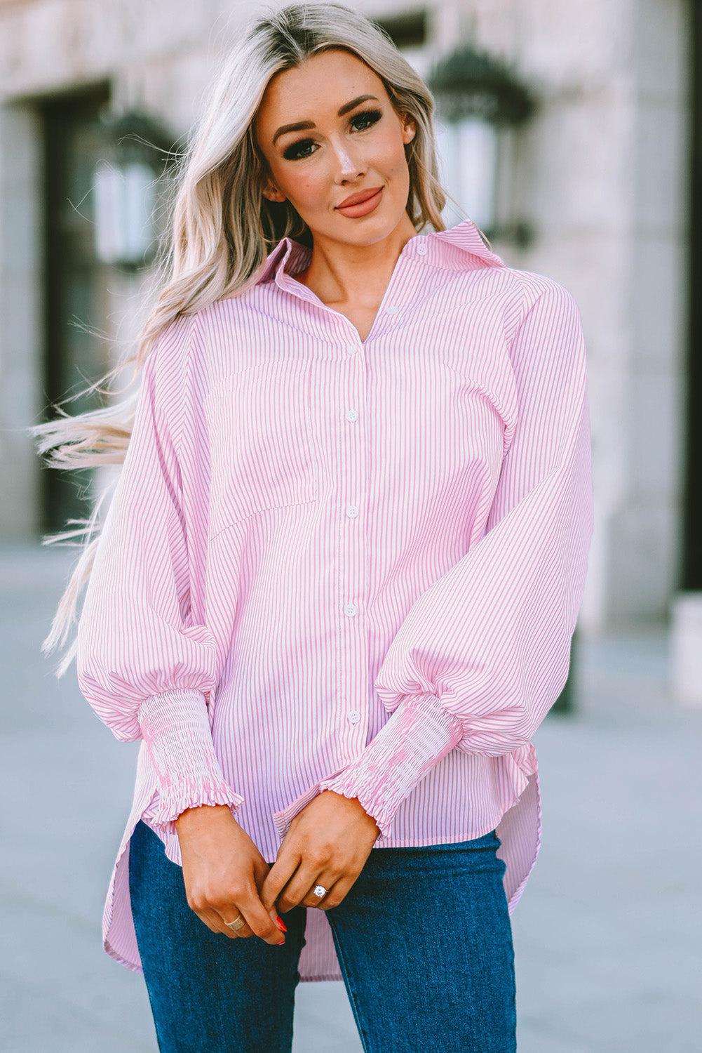 Chemise à Manches Lanternes Rayée pour Femme 9