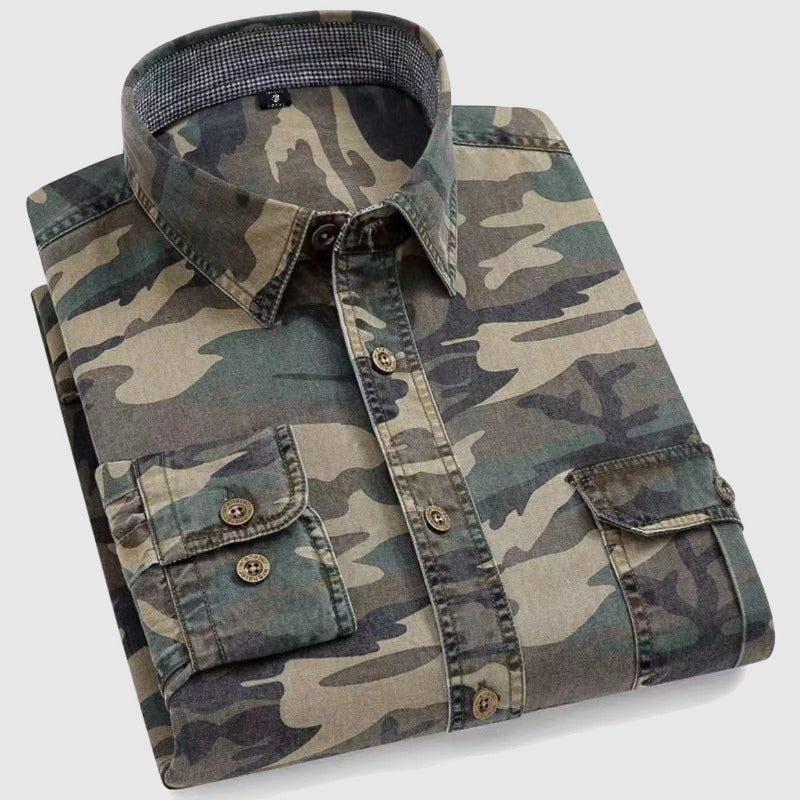 Chemise à Manches Longues pour Homme en Coton Camouflage 1