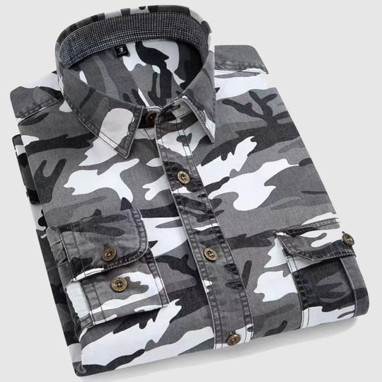 Chemise à Manches Longues pour Homme en Coton Camouflage 2