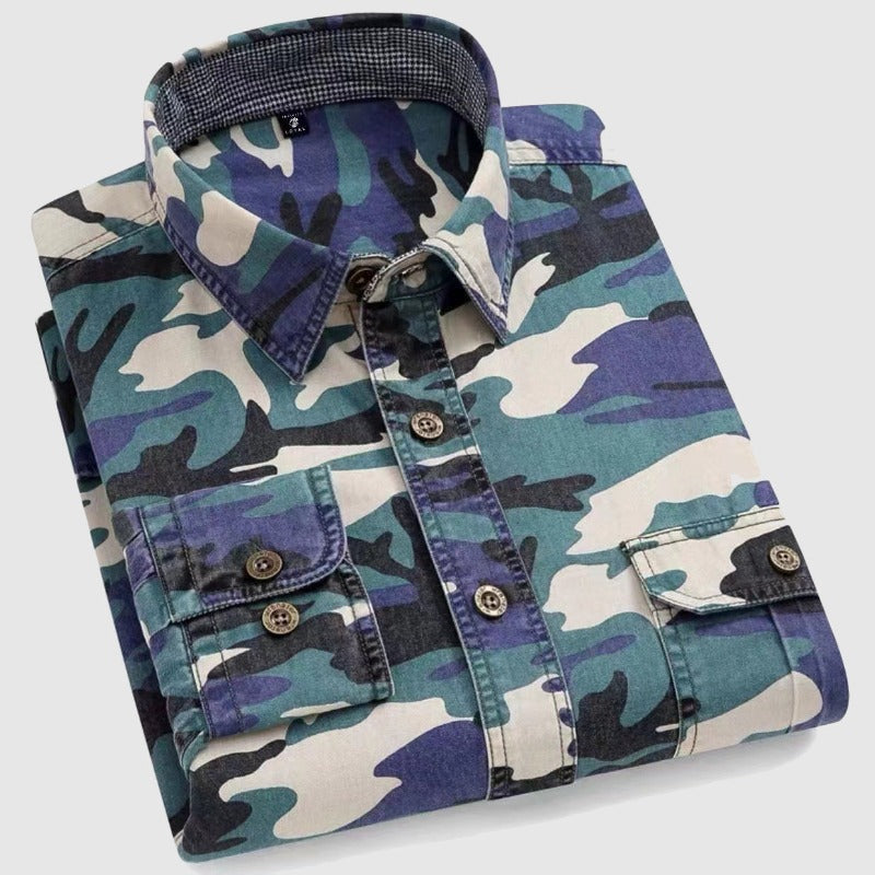 Chemise à Manches Longues pour Homme en Coton Camouflage 3