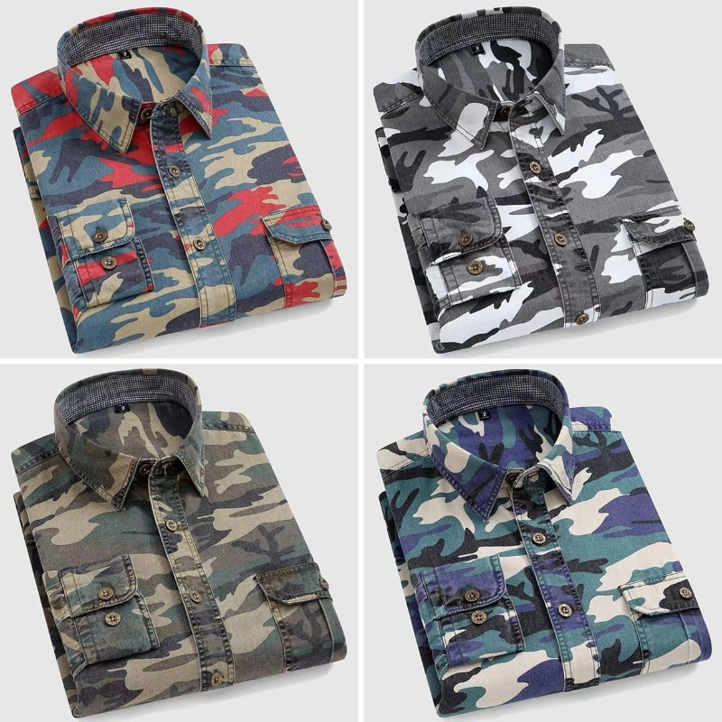 Chemise à Manches Longues pour Homme en Coton Camouflage 4