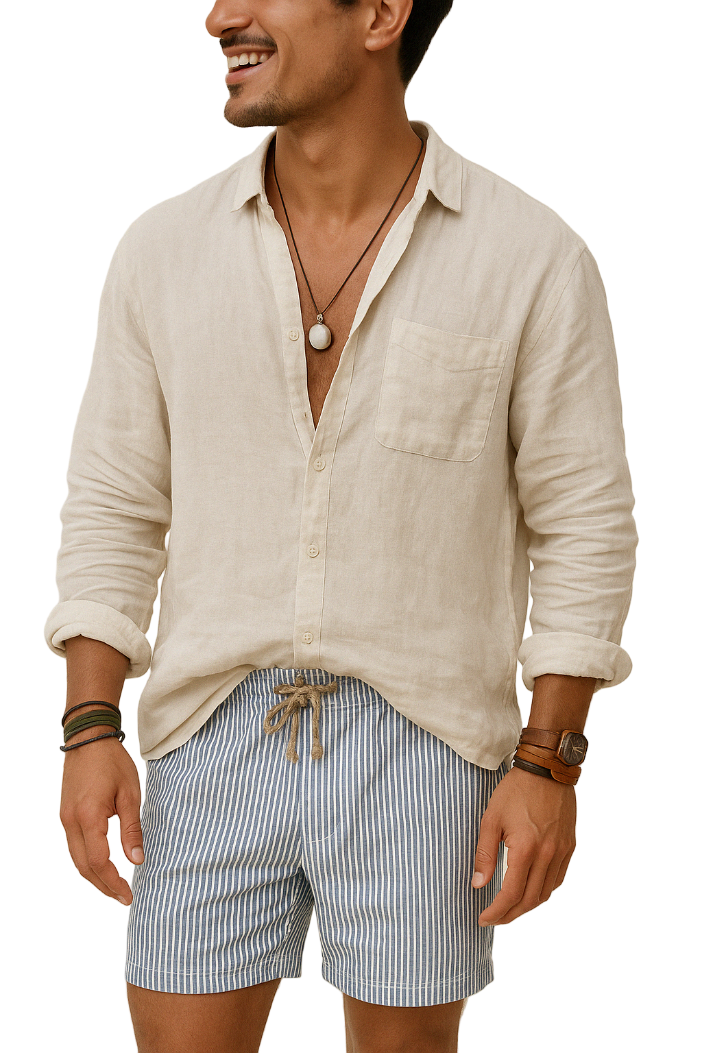 Chemise à Manches Longues pour Hommes en Mélange de Coton et Lin 0