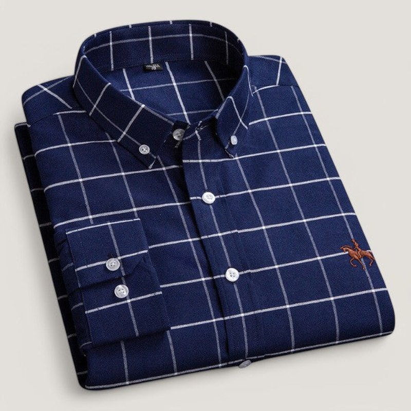 Chemise à manches longues pour homme classique en coton 8