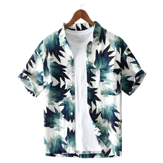 Chemise d'été pour homme en coton et lin 0
