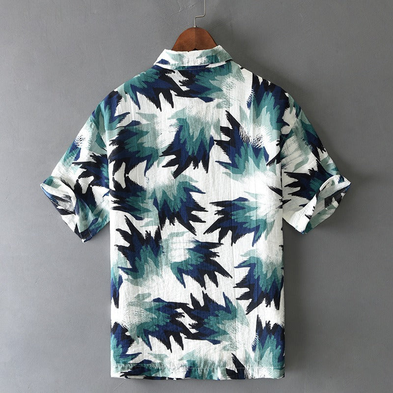 Chemise d'été pour homme en coton et lin 1