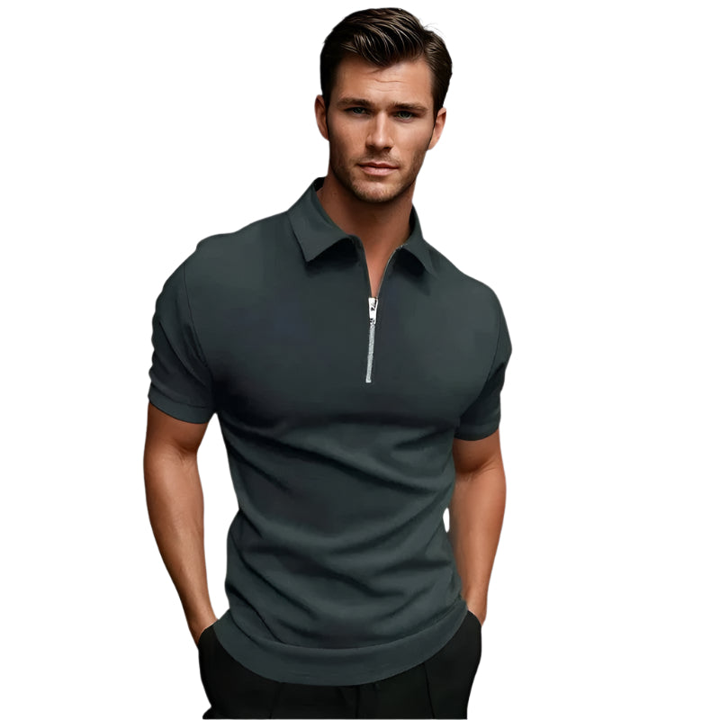 Chemise de Golf Zippée Homme Confortable en Polyester 0