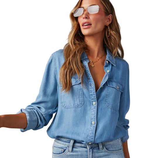 Chemise en Jean Femme Chic à Manches Longues 0