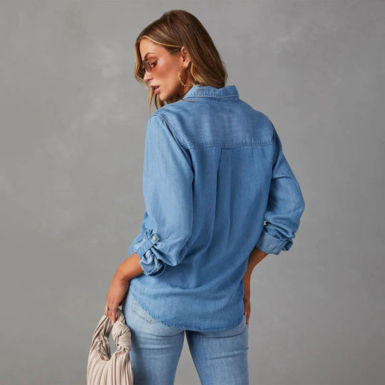 Chemise en Jean Femme Chic à Manches Longues 5