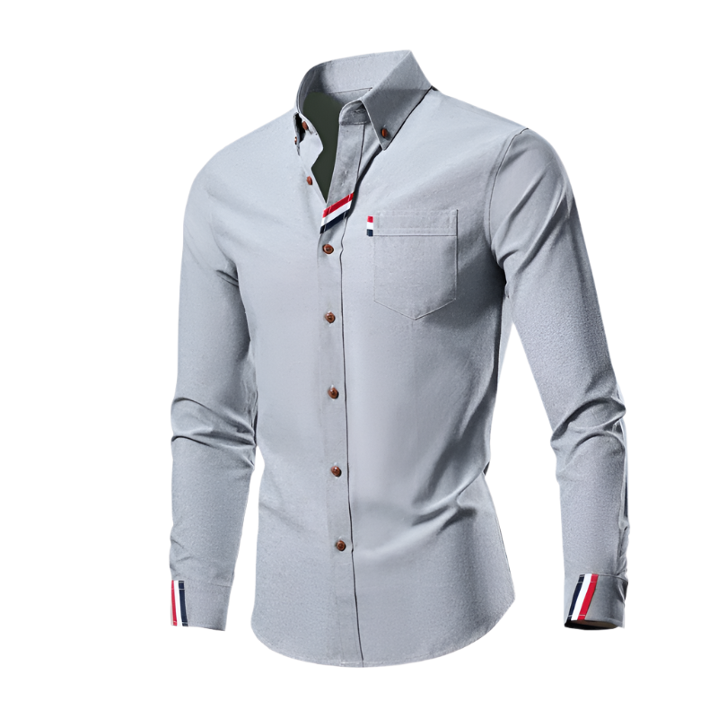 Chemise pour Homme Manches Longues Col Retourné en Coton 0