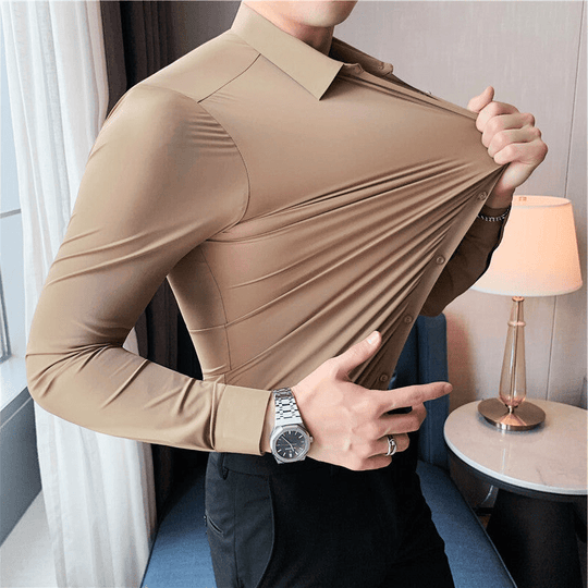 Chemise pour Homme Moderne Ajustée en Tissu Stretch 2