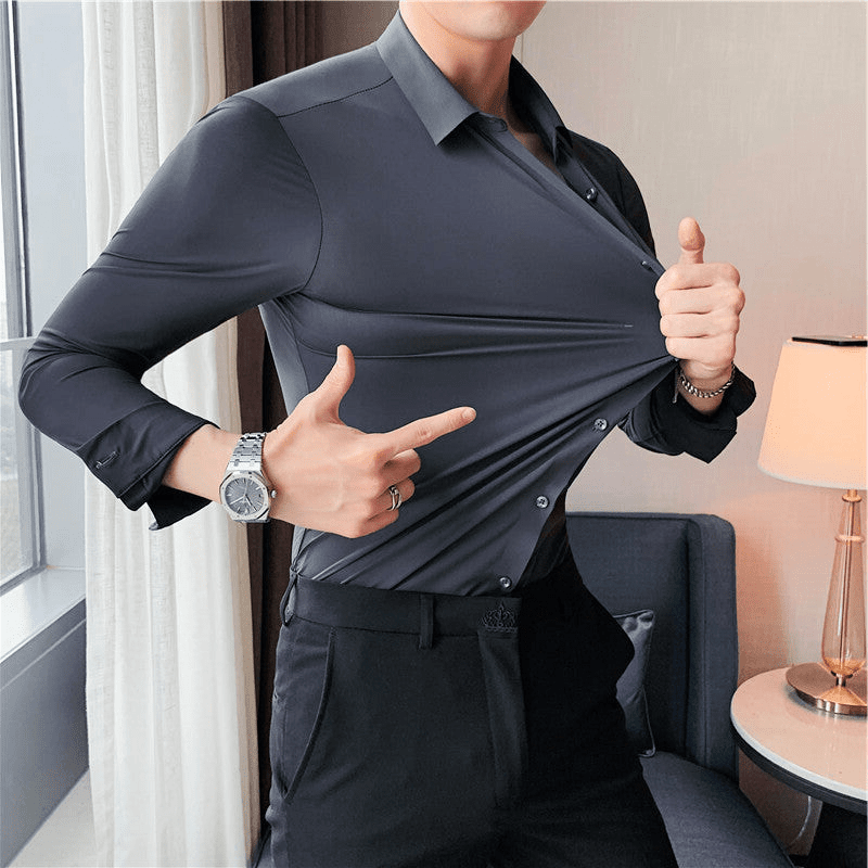 Chemise pour Homme Moderne Ajustée en Tissu Stretch 3