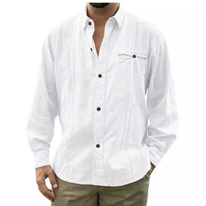 Chemise pour Homme à Manches Longues Coupe Décontractée avec Poche Poitrine 0