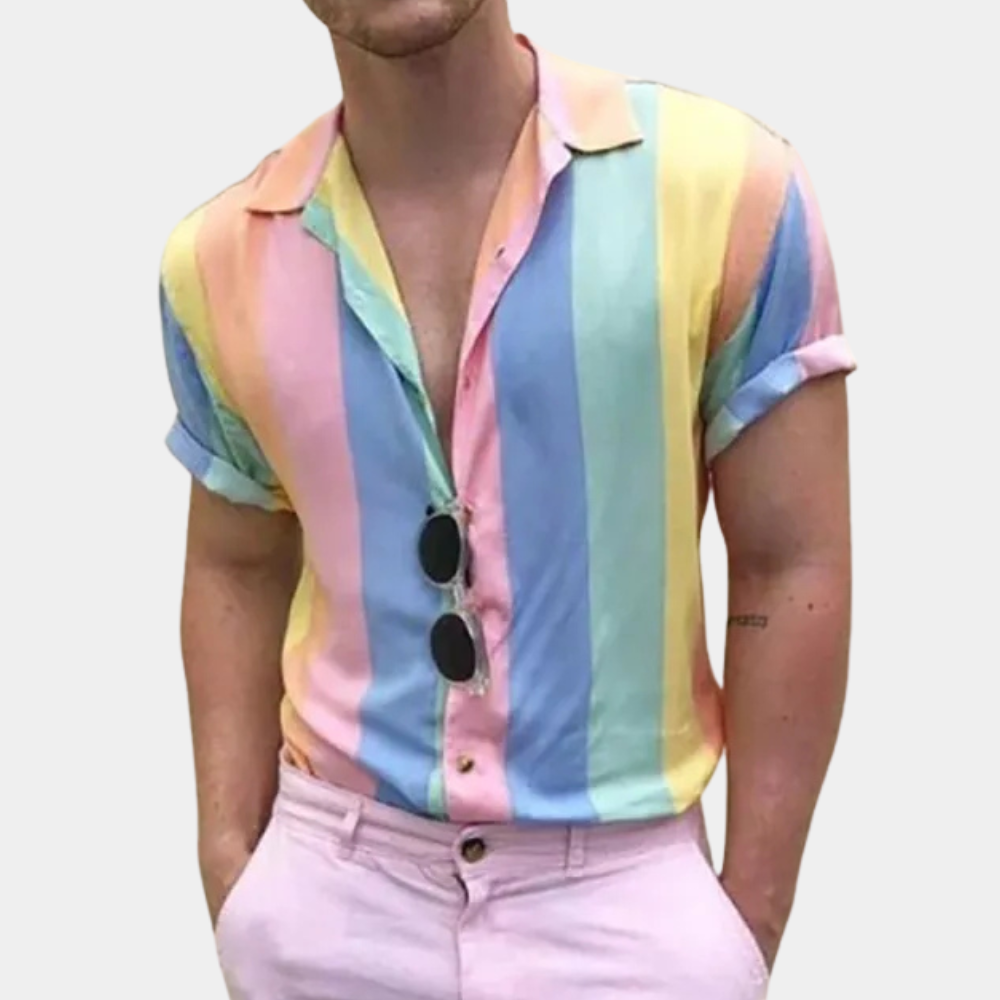 Chemise pour homme à rayures colorées 1