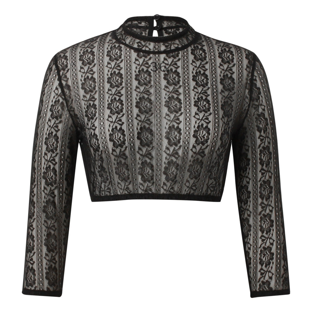 Chemisier Femme Dirndl Noir avec Dentelle 2