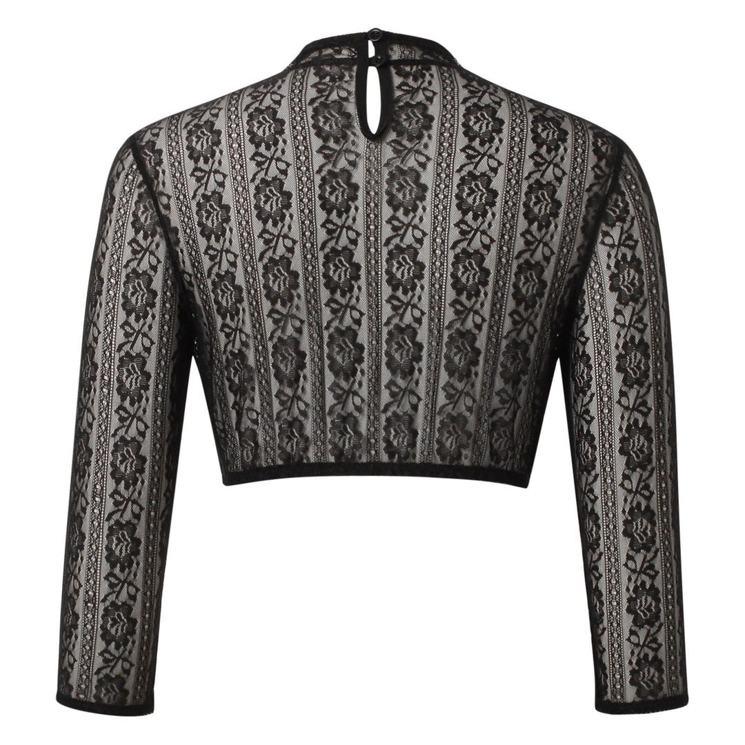 Chemisier Femme Dirndl Noir avec Dentelle 3