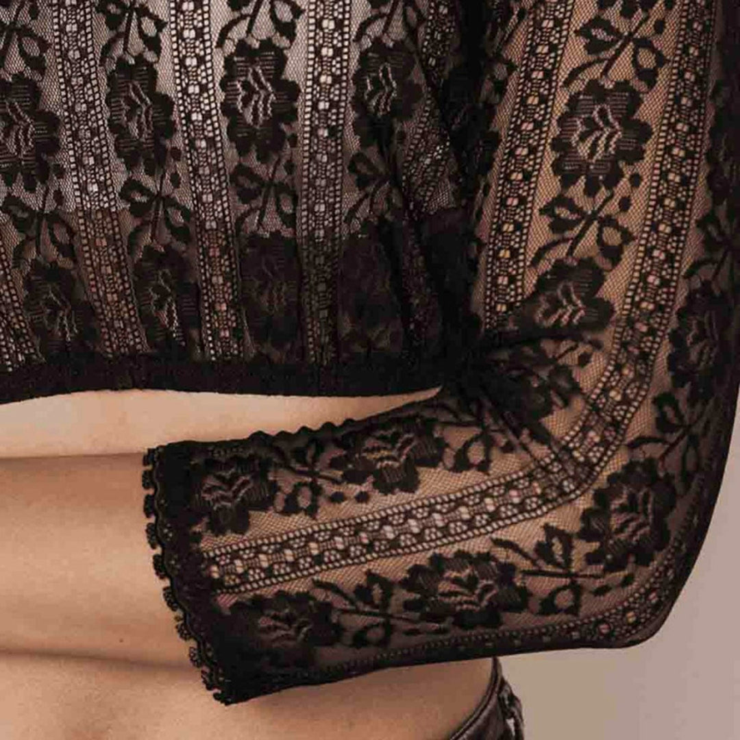 Chemisier Femme Dirndl Noir avec Dentelle 4