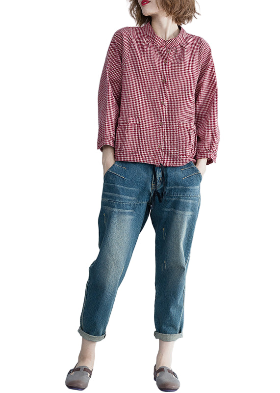 Chemisier Femme Tunique Longue à Carreaux 0